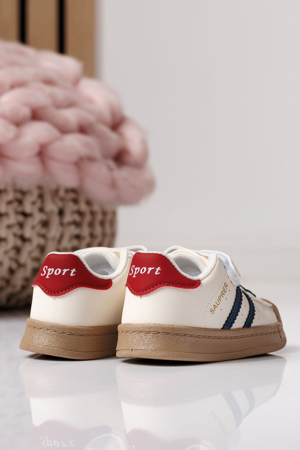 Adidasi copii albastri din piele ecologica Allana #24019