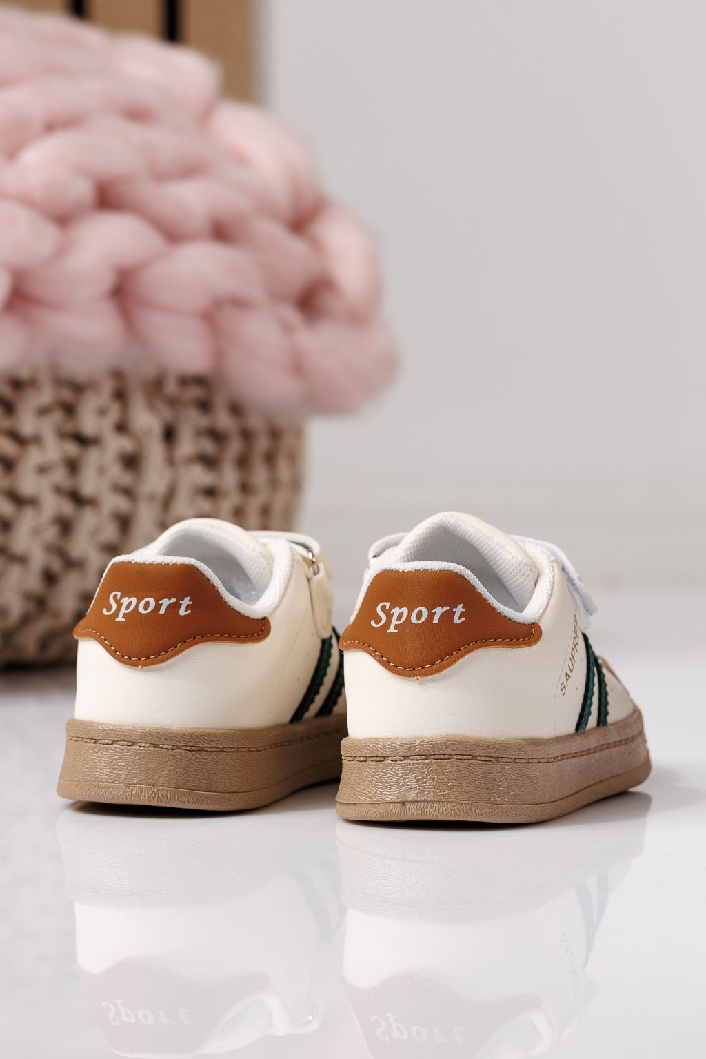 Adidasi copii verzi din piele ecologica Allana #24018