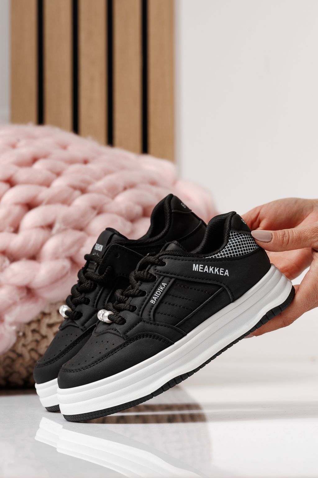 Adidasi copii negri din piele ecologica Asena #24027