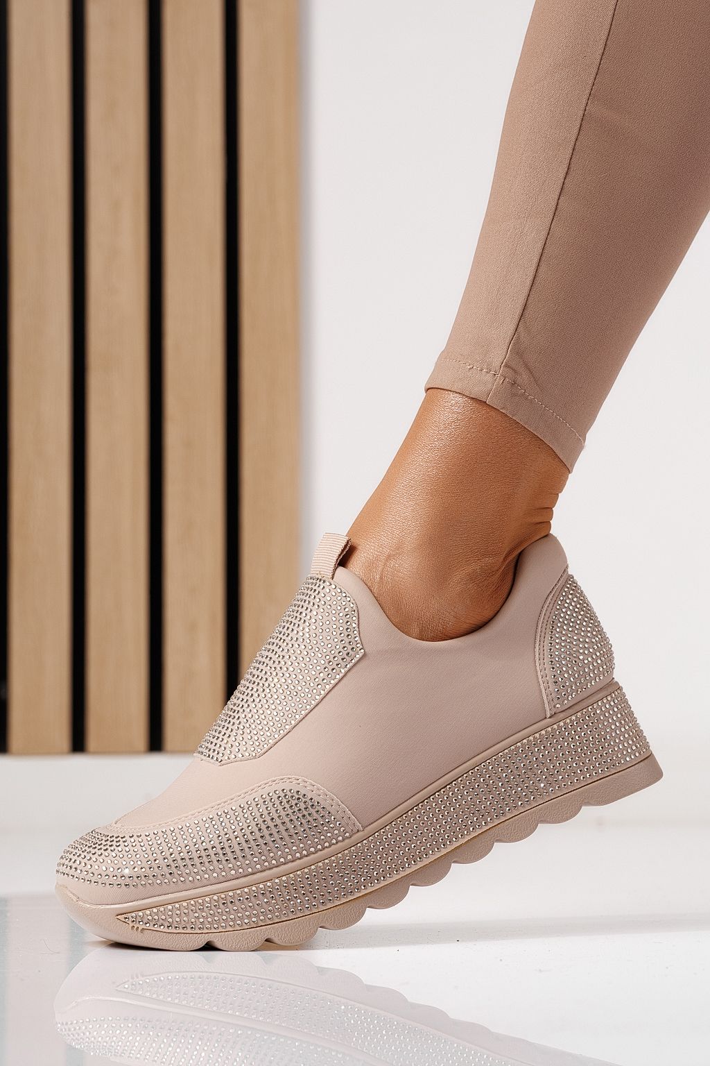 Adidasi dama bej din material textil  Iris #24208