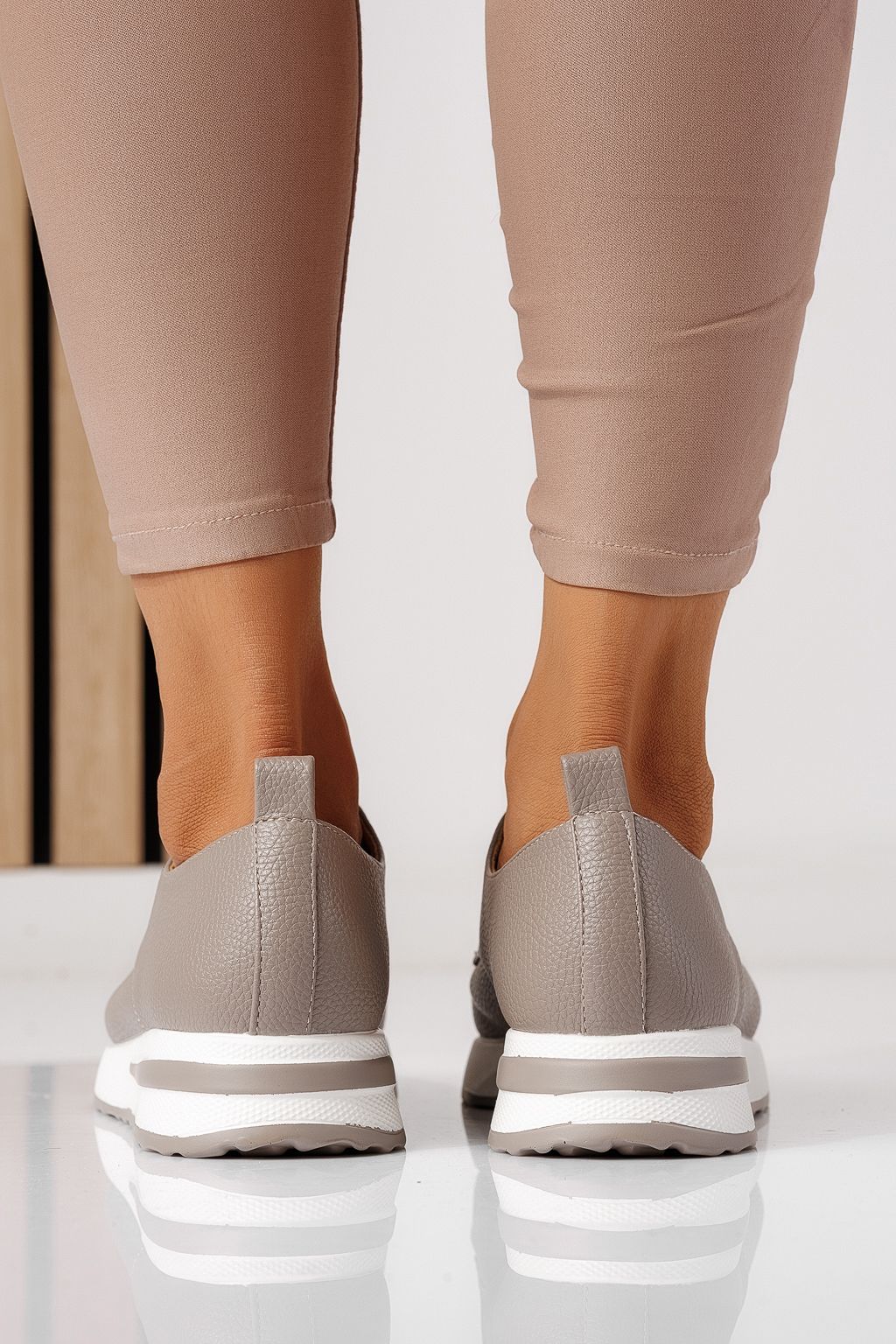 Pantofi casual dama gri din piele ecologica Lara #24202