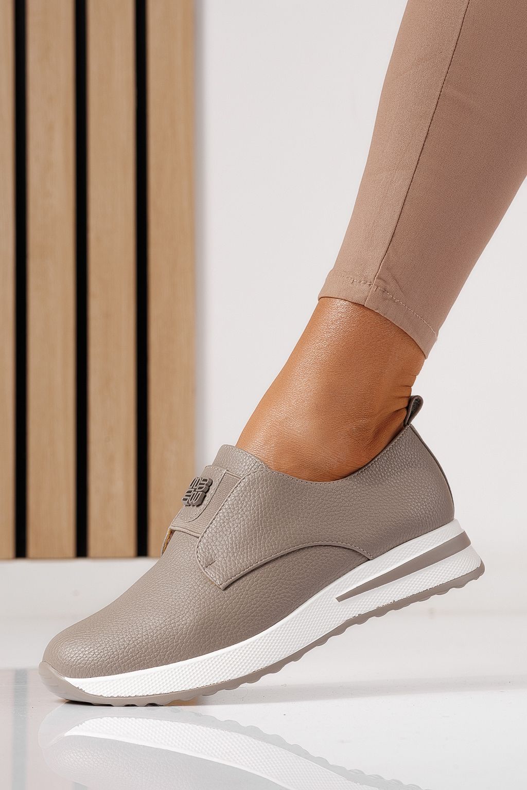 Pantofi casual dama gri din piele ecologica Lara #24202