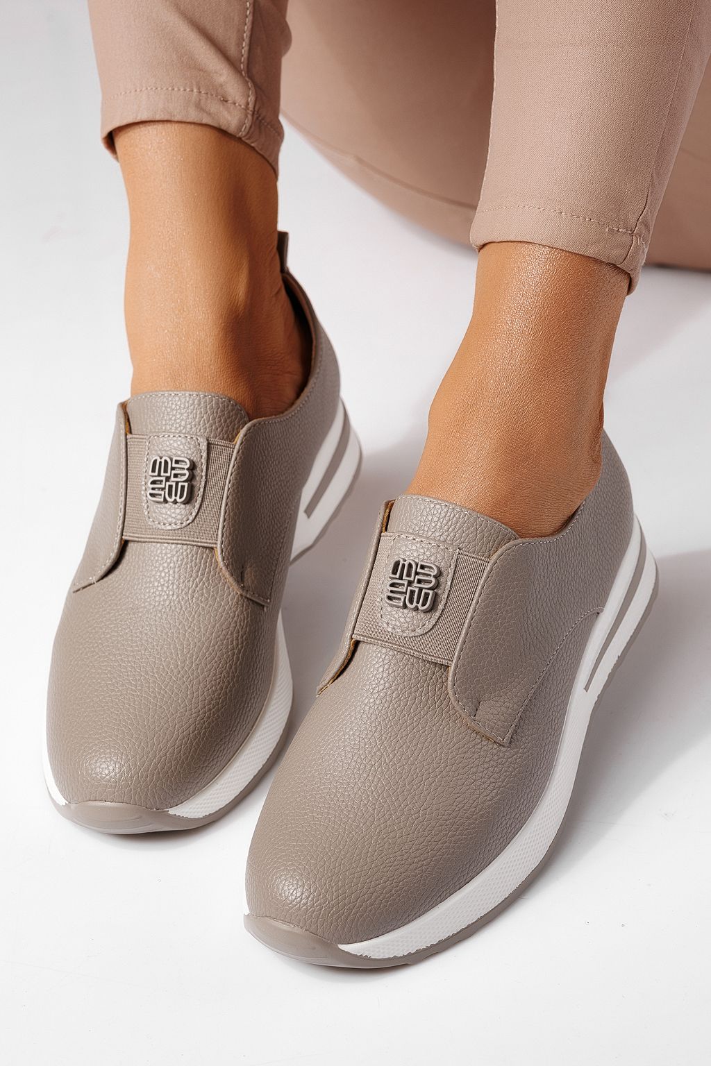 Pantofi casual dama gri din piele ecologica Lara #24202