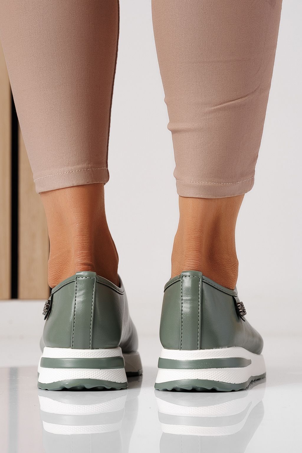 Pantofi casual dama verzi din piele ecologica Azaleea #24204