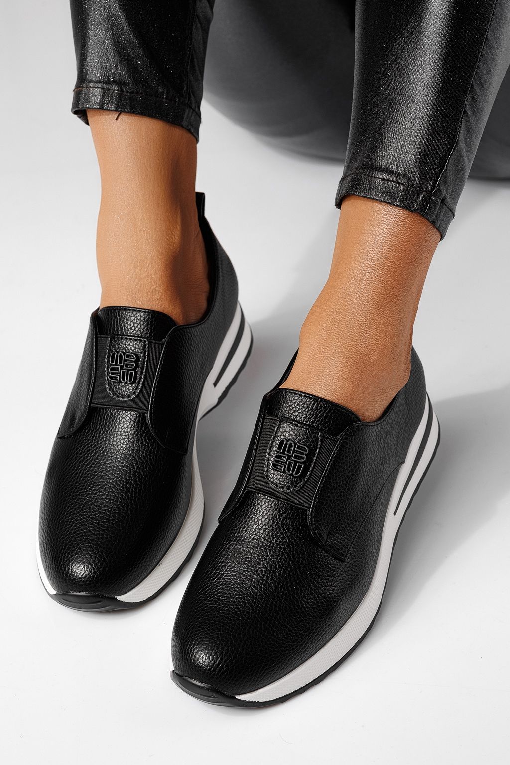 Pantofi casual dama negri din piele ecologica Lara #24200