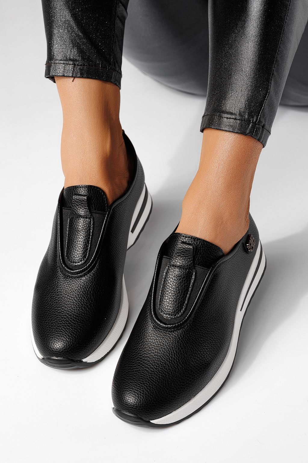 Pantofi casual dama gri din piele ecologica Azaleea #24203