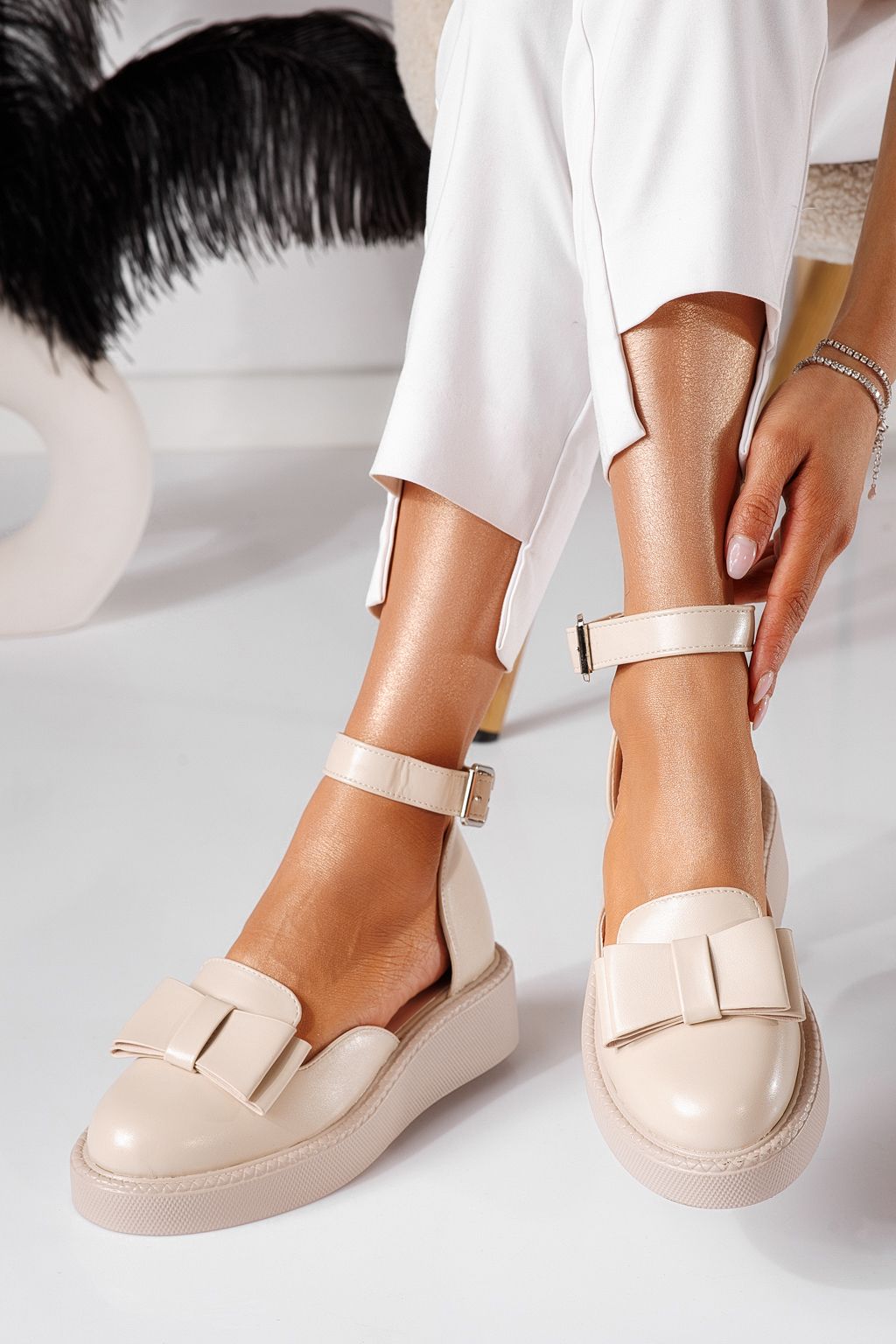 Pantofi casual dama bej din piele ecologica Willy #24211