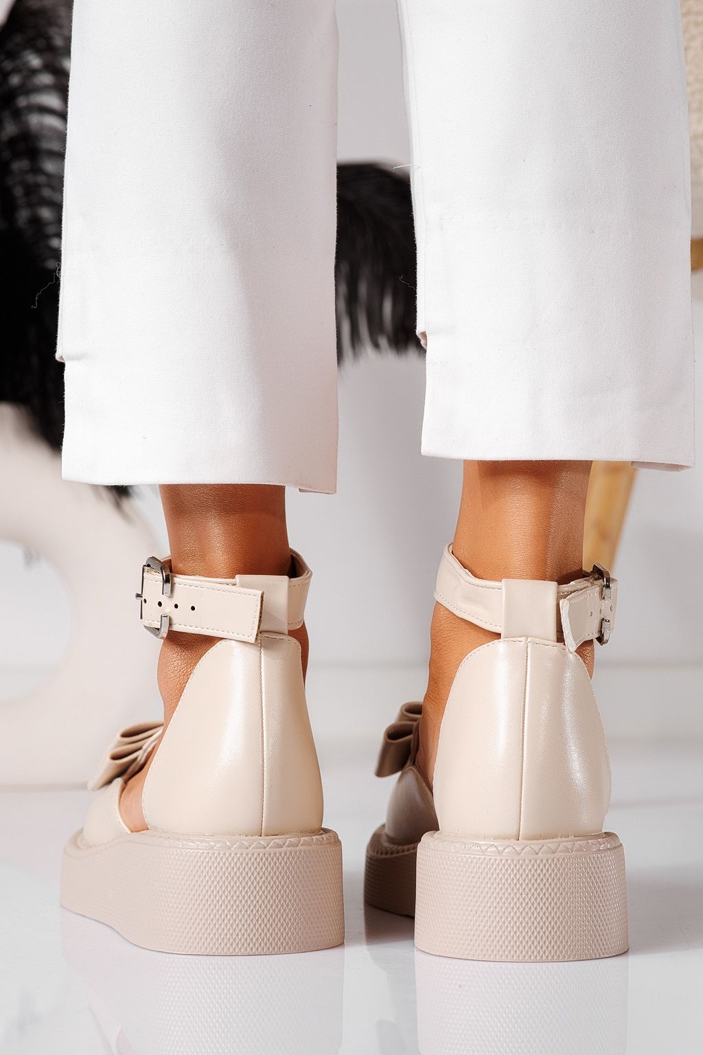 Pantofi casual dama bej din piele ecologica Willy #24211