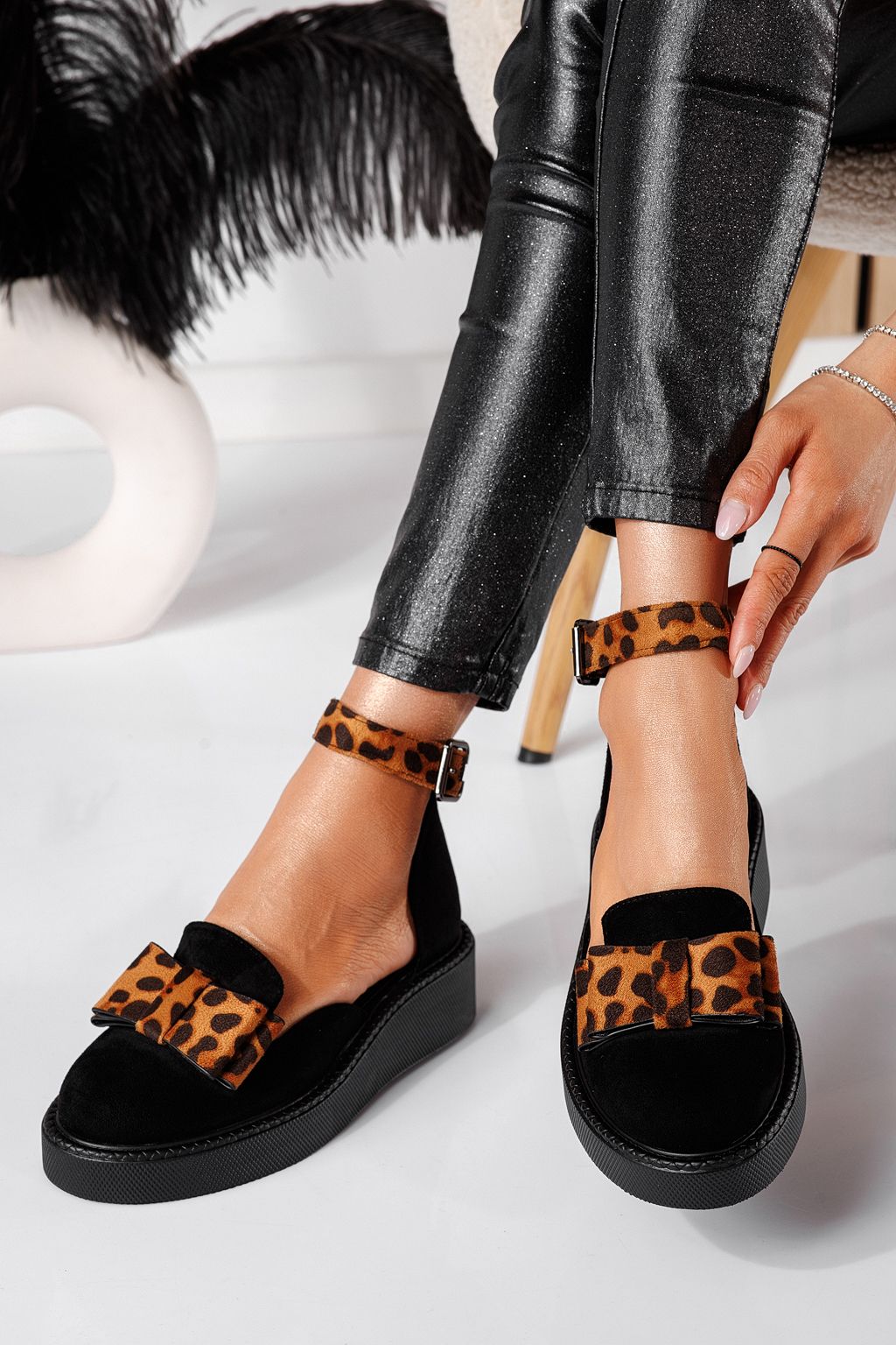 Pantofi casual dama leopard din piele ecologica intoarsa Willy #24219