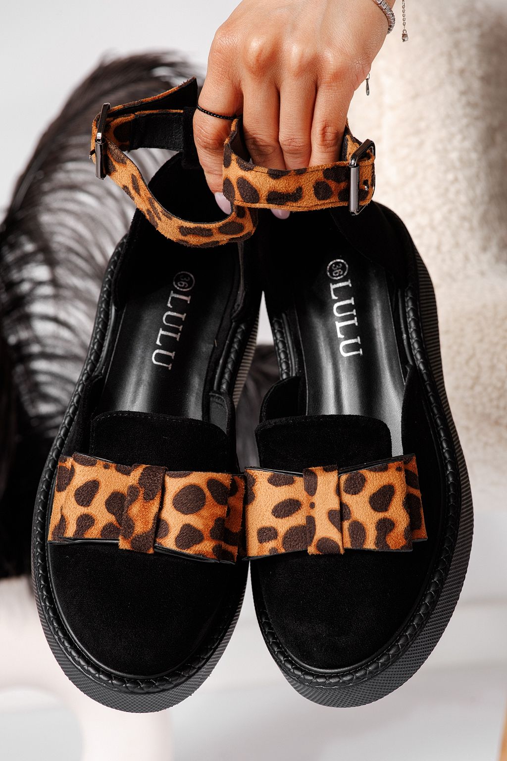 Pantofi casual dama leopard din piele ecologica intoarsa Willy #24219