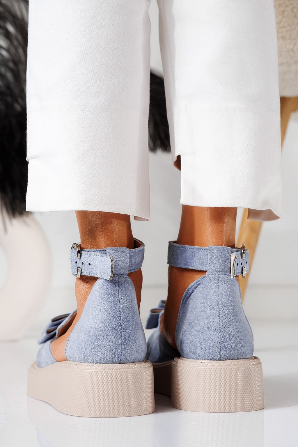 Pantofi casual dama albastri din piele ecologica intoarsa Willy #24224