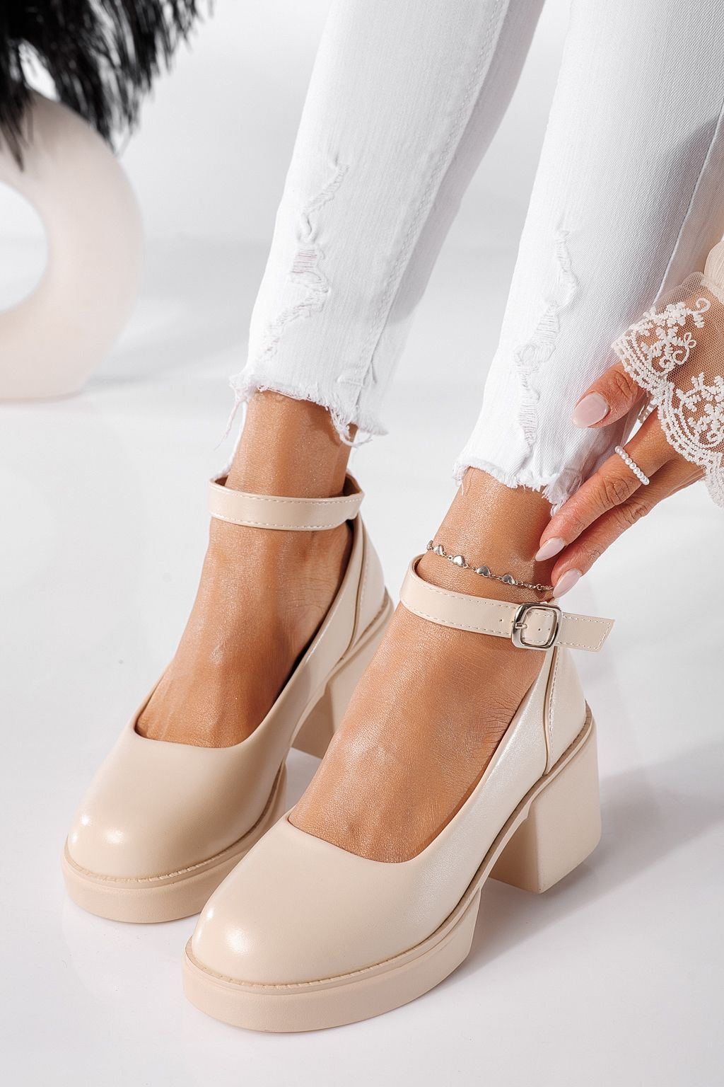 Pantofi casual dama bej din piele ecologica Troya #24226