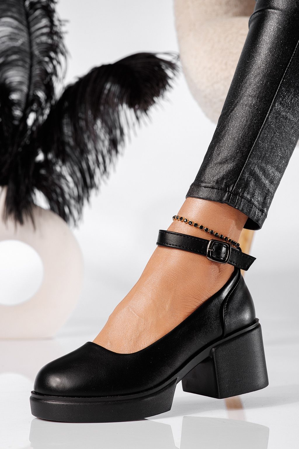 Pantofi casual dama negri din piele ecologica Troya #24228