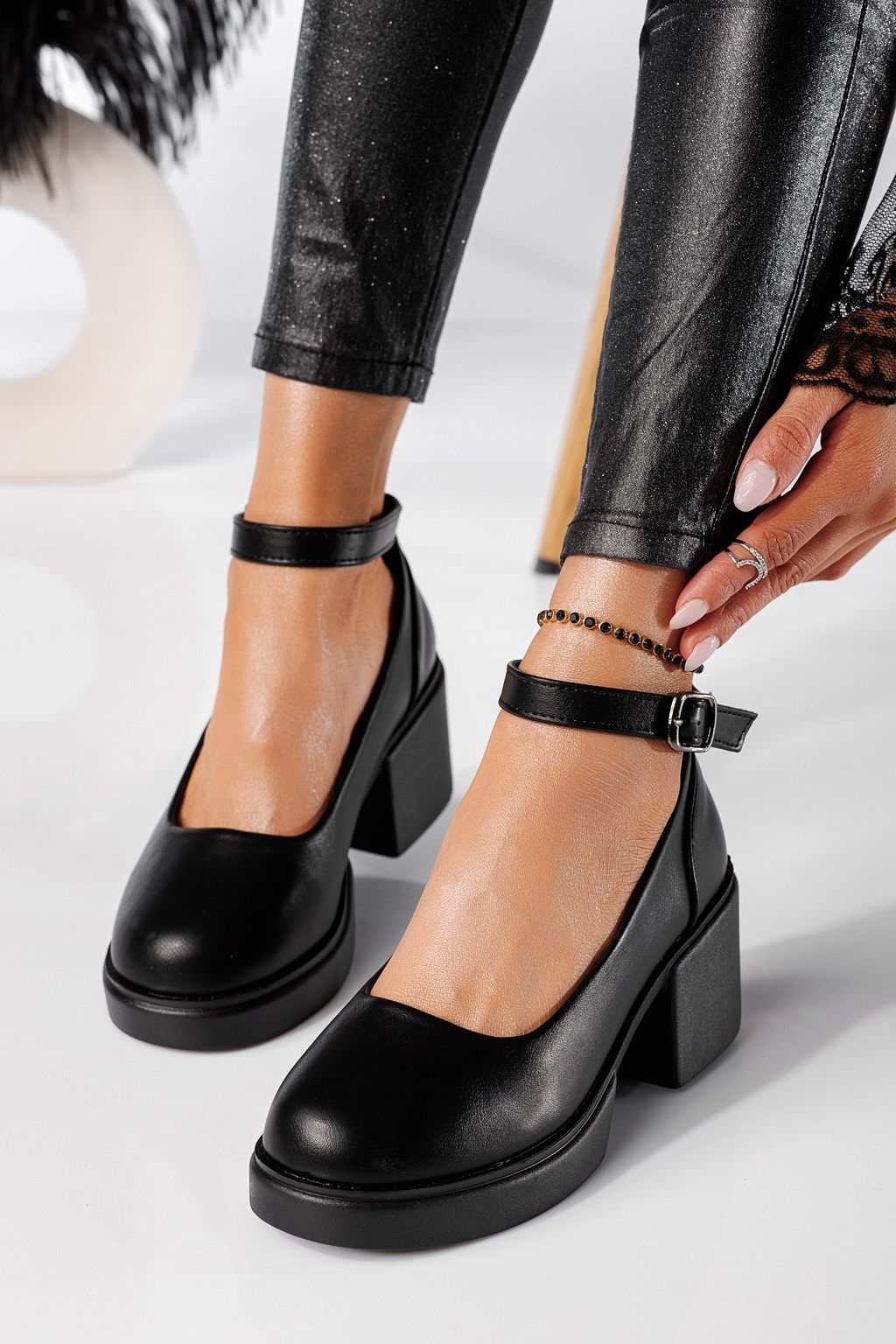 Pantofi casual dama negri din piele ecologica Troya #24228