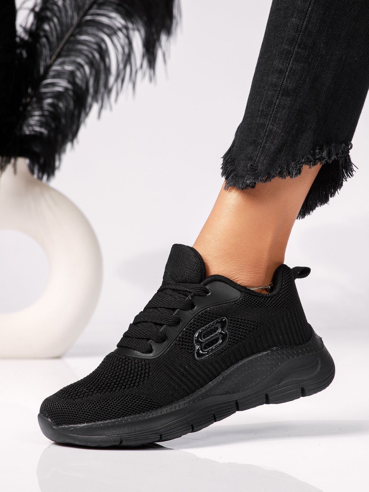 Adidasi dama negri din material textil Mia #24288