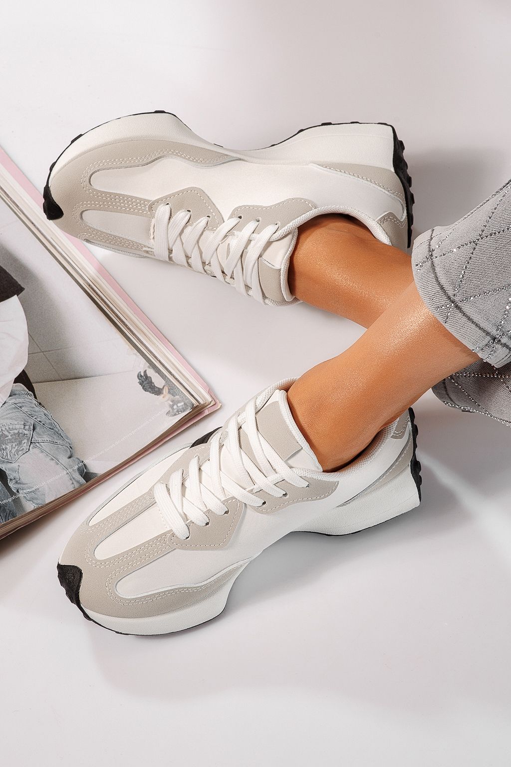 Adidasi dama gri din piele ecologica Clare #24294