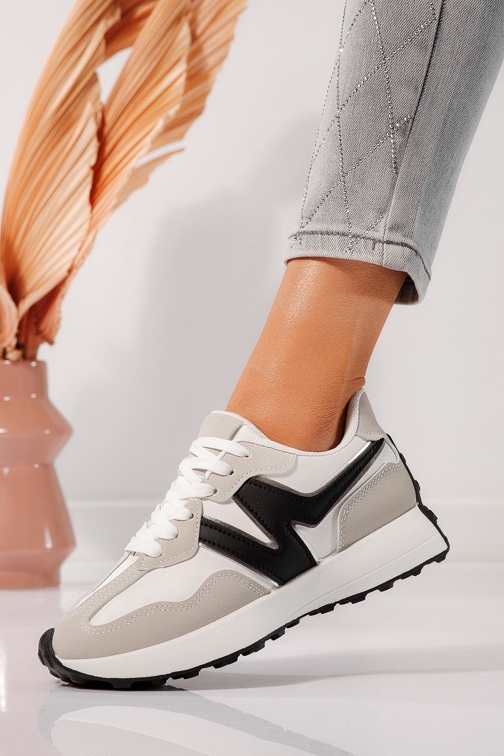 Adidasi dama gri din piele ecologica Clare #24294