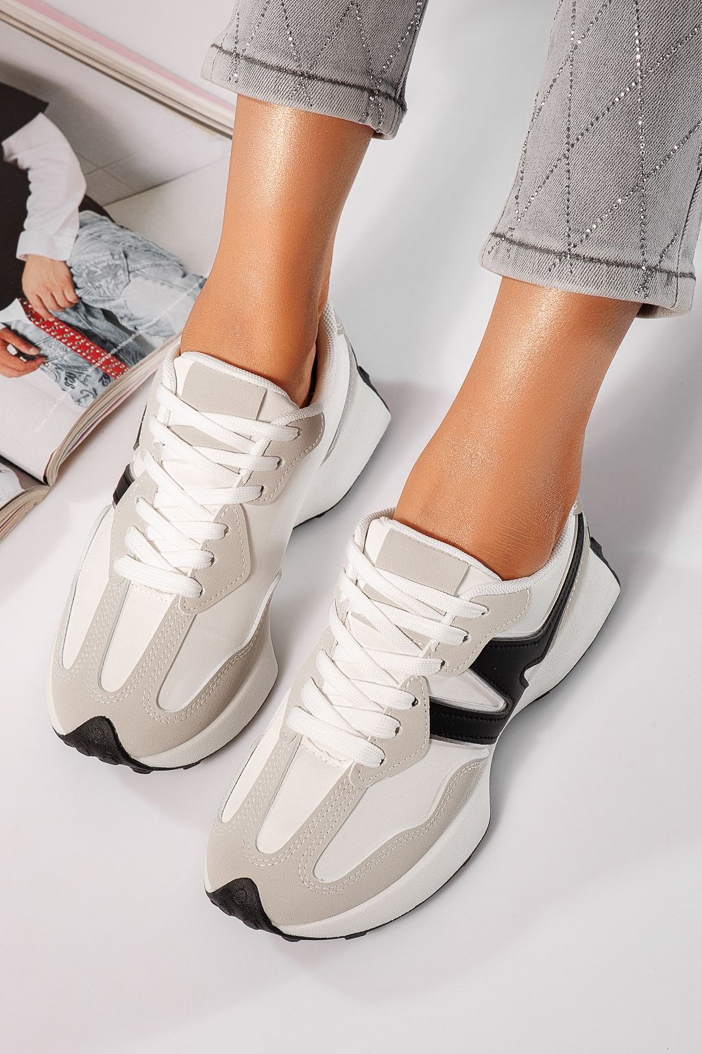 Adidasi dama gri din piele ecologica Clare #24294