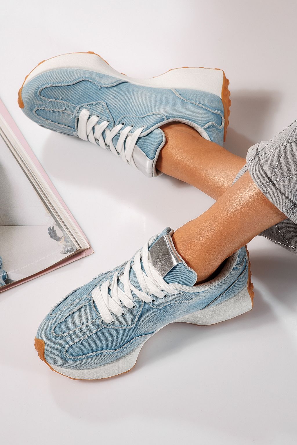 Adidasi dama albastri din piele ecologica Clare #24295