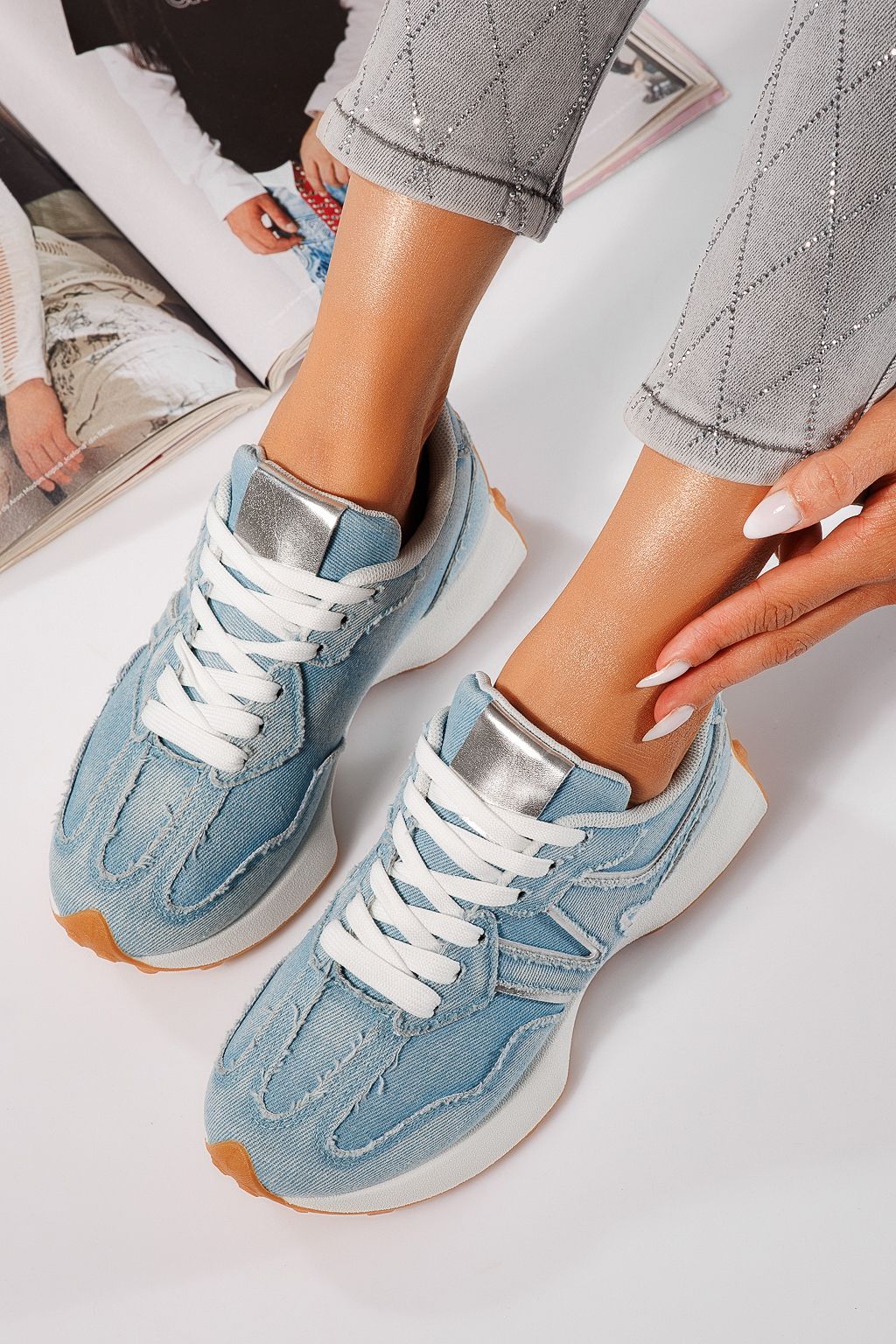 Adidasi dama albastri din piele ecologica Clare #24295