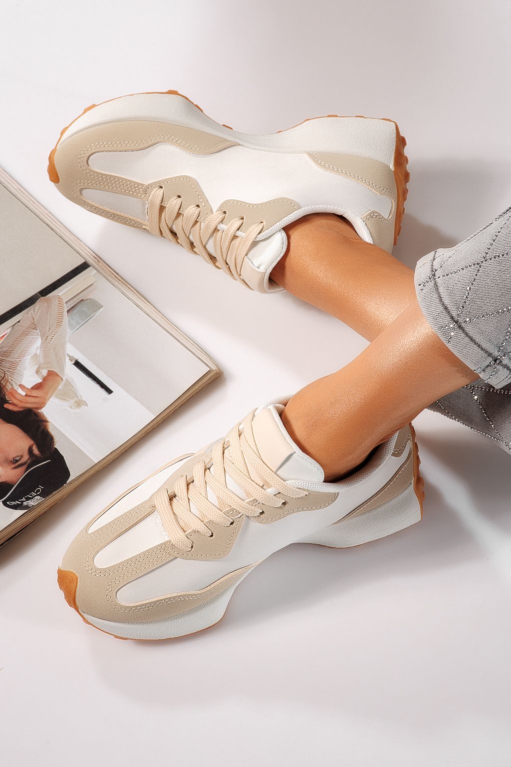 Adidasi dama bej din piele ecologica Clare #24296