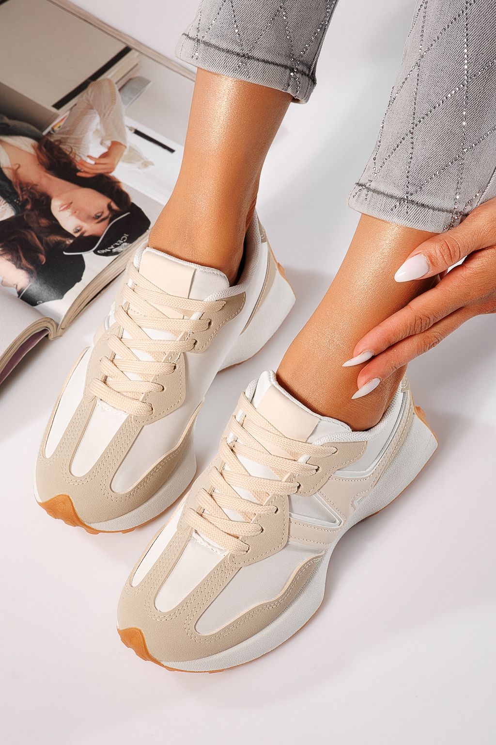 Adidasi dama bej din piele ecologica Clare #24296