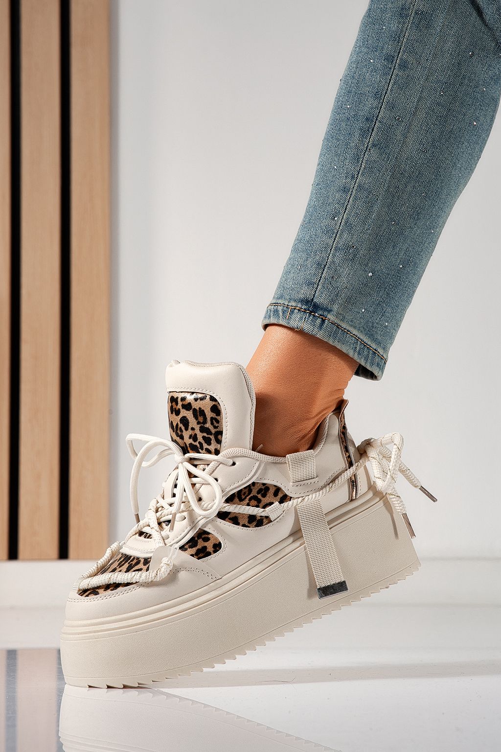 Adidasi dama bej din piele ecologica Elvira #24304