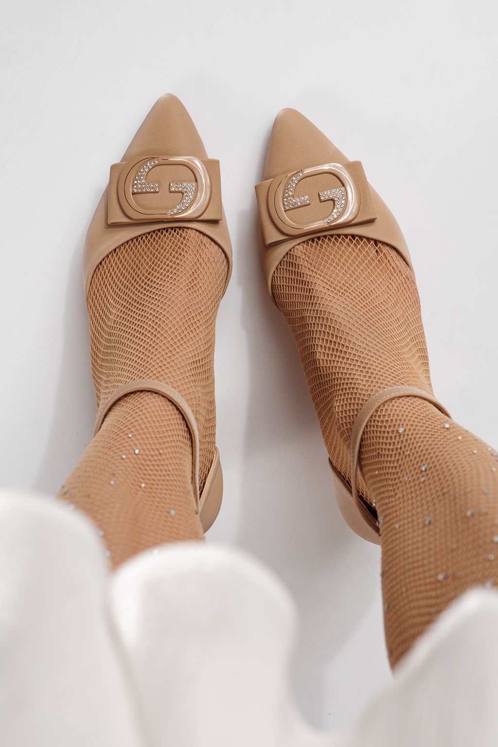 Pantofi cu toc dama khaki din piele ecologica Erica #24253