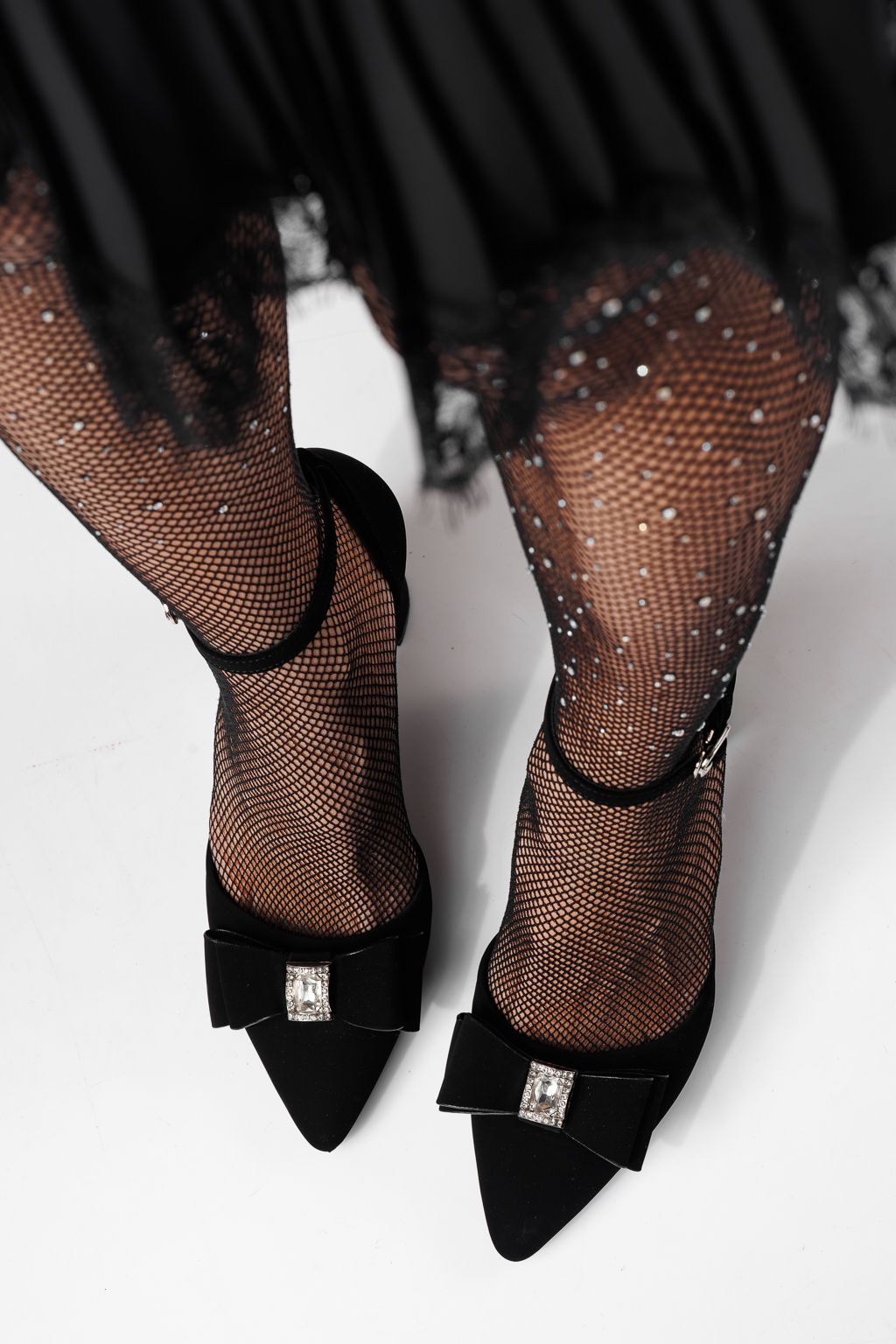 Pantofi cu toc dama negri din piele ecologica Ariel #24245