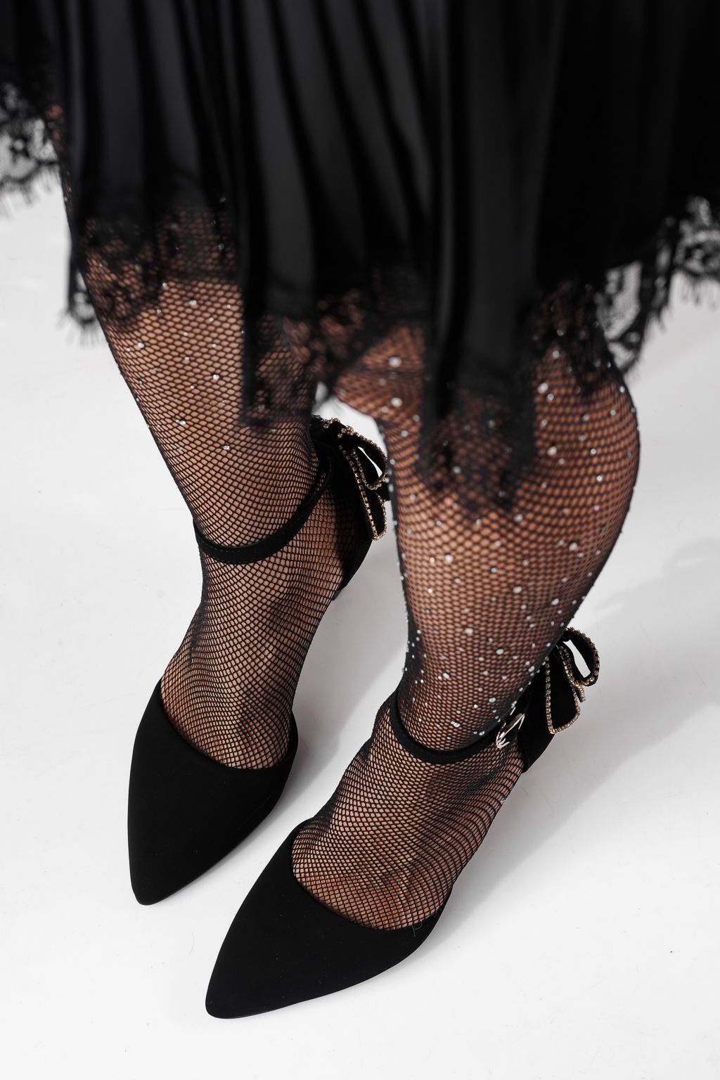 Pantofi cu toc dama negri din piele ecologica Josephina #24264