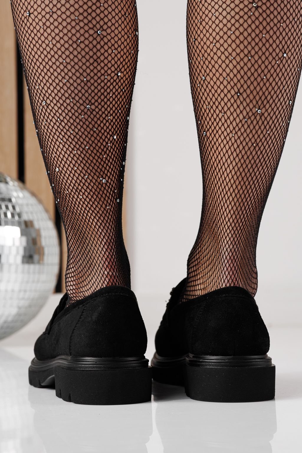 Pantofi casual dama negri din piele ecologica intoarsa Tabita #24277