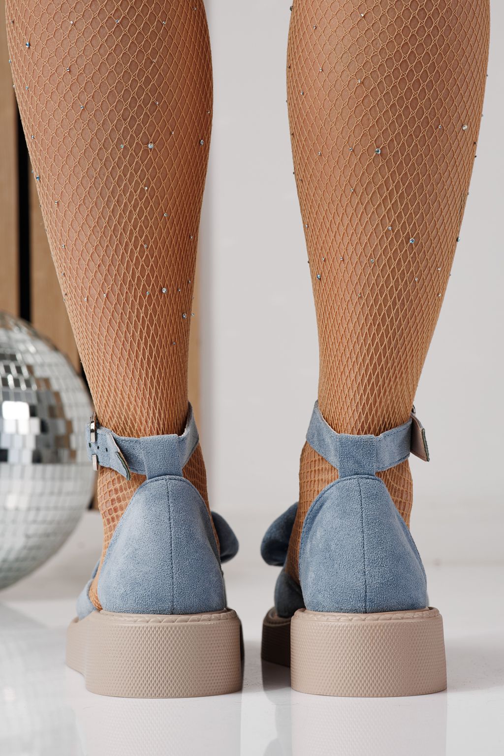 Pantofi casual dama albastri din piele ecologica intoarsa Adina #24218