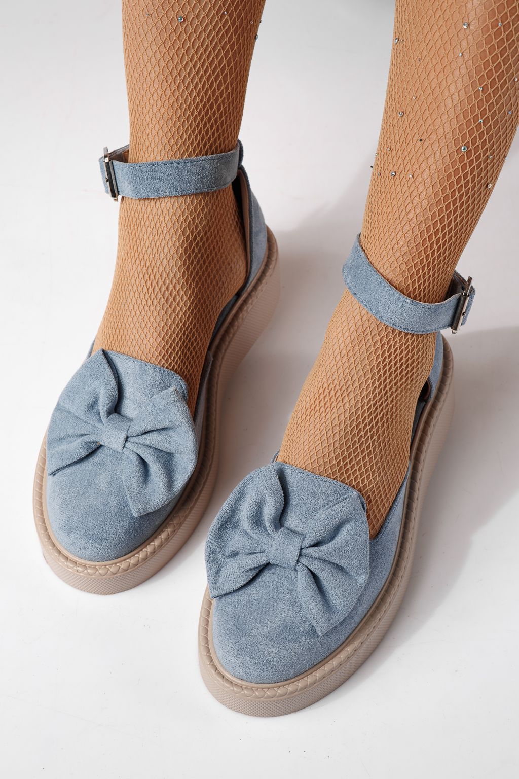 Pantofi casual dama albastri din piele ecologica intoarsa Adina #24218