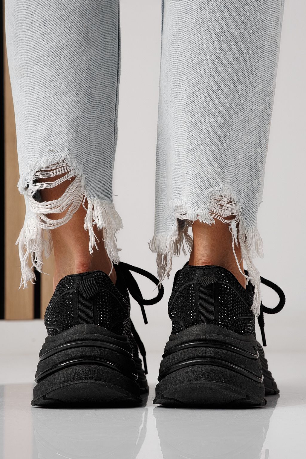 Adidasi dama negri din material textil Eliza #24307