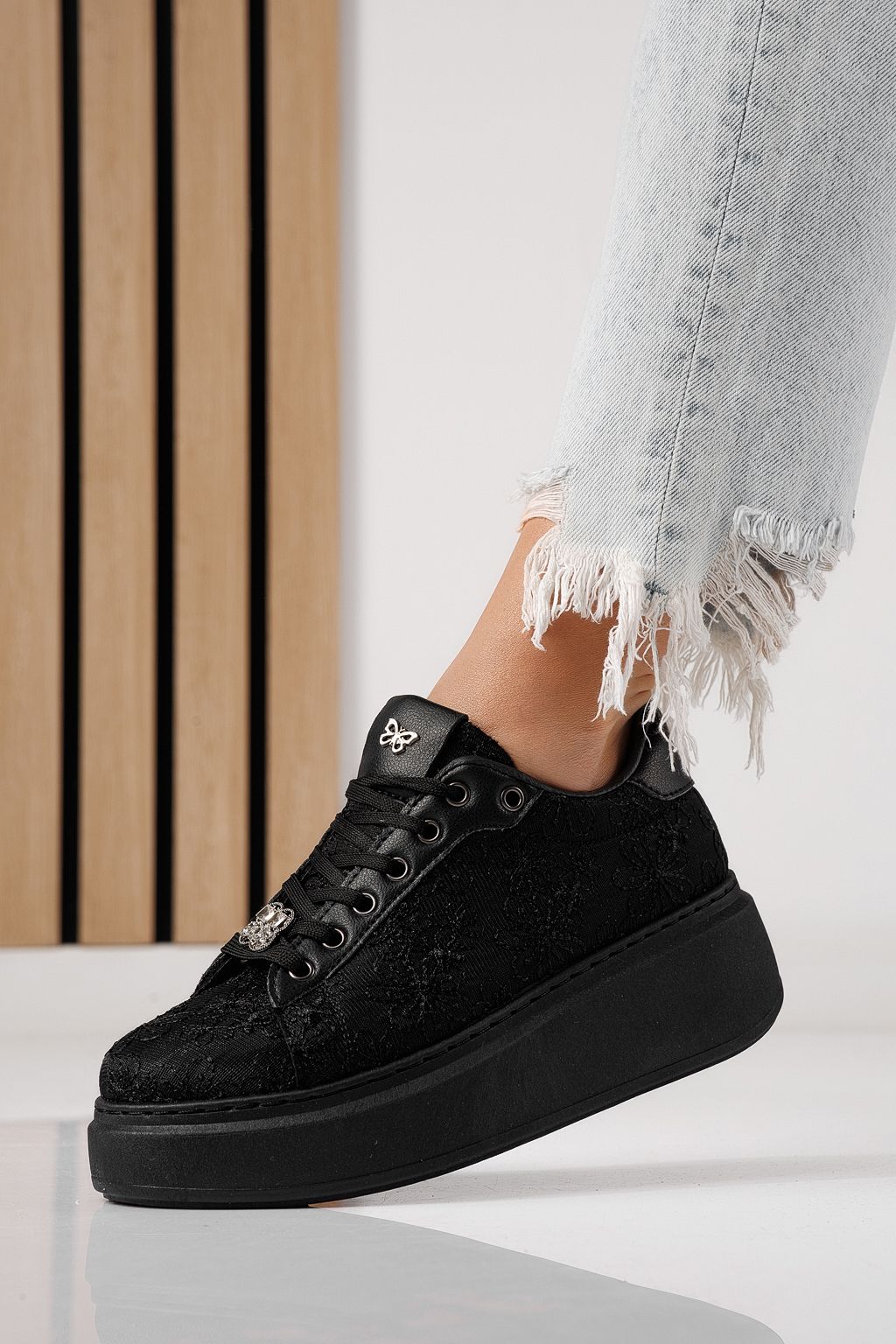 Adidasi dama negri din material textil Carla #24289