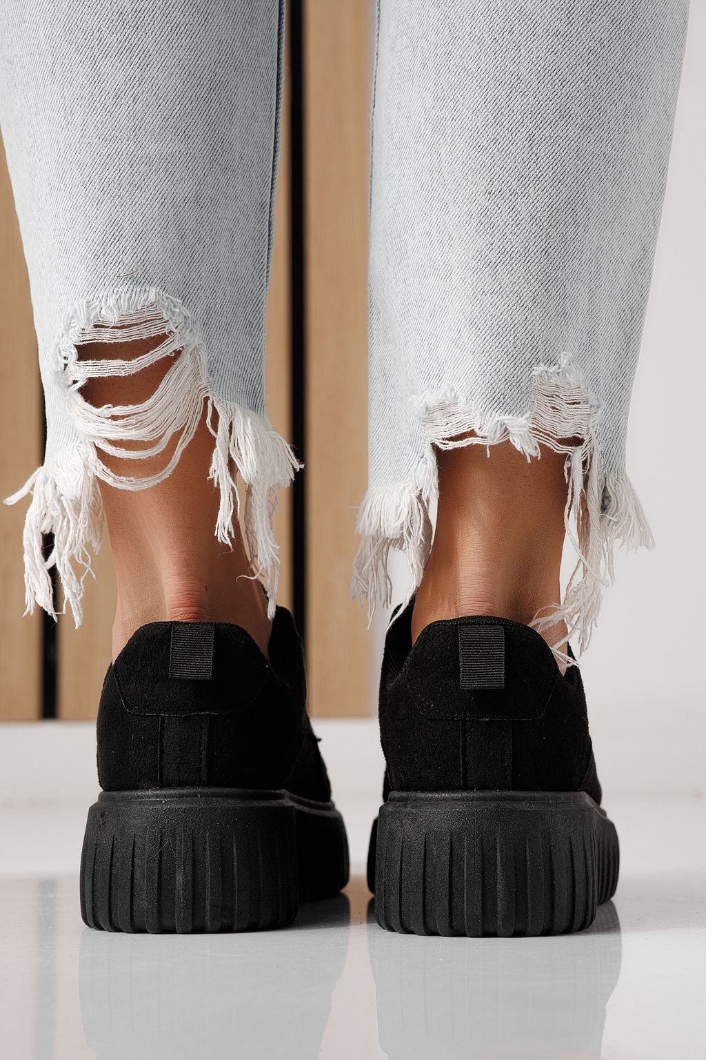 Adidasi dama negri din piele ecologica intoarsa Delia #24298