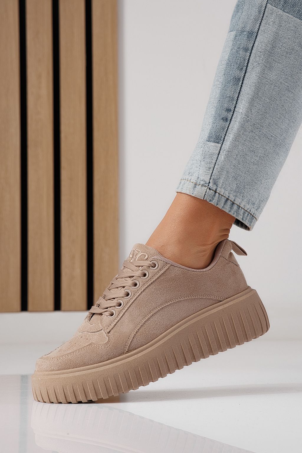 Adidasi dama khaki din piele ecologica intoarsa Delia #24299