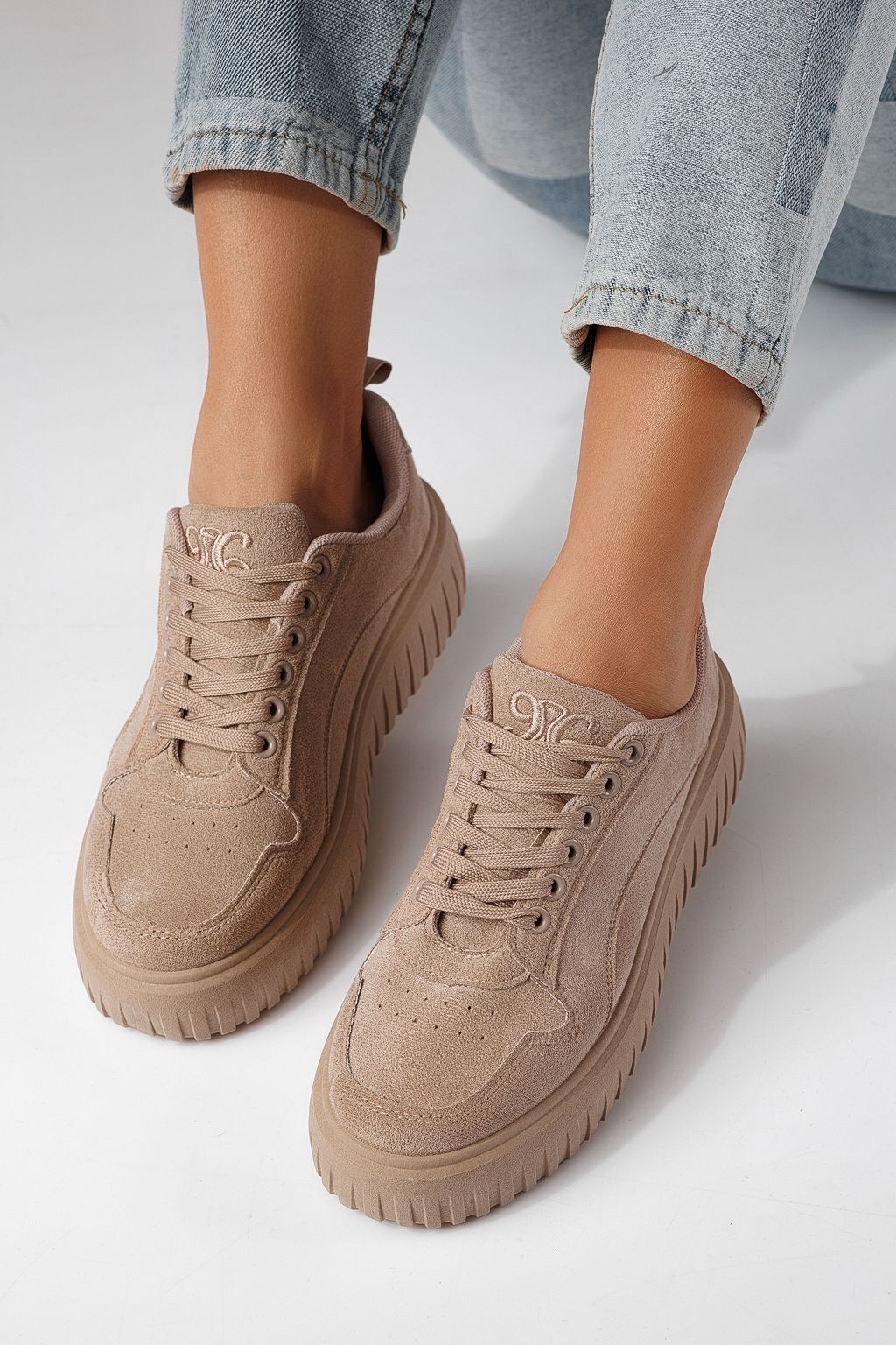 Adidasi dama khaki din piele ecologica intoarsa Delia #24299