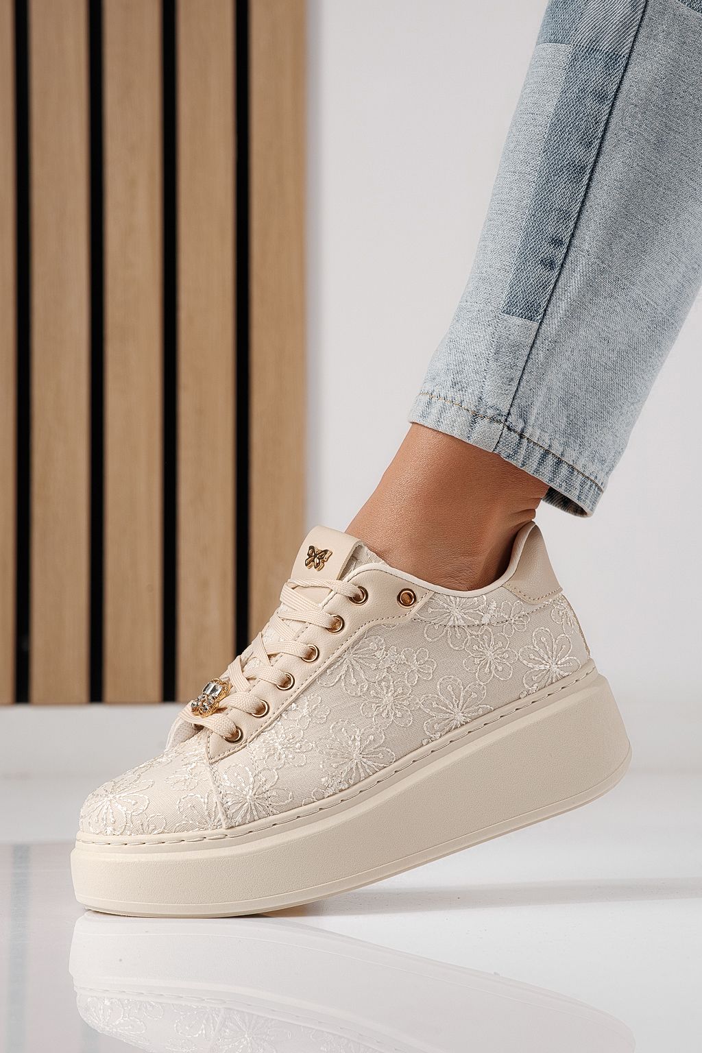 Adidasi dama bej din material textil Carla #24291