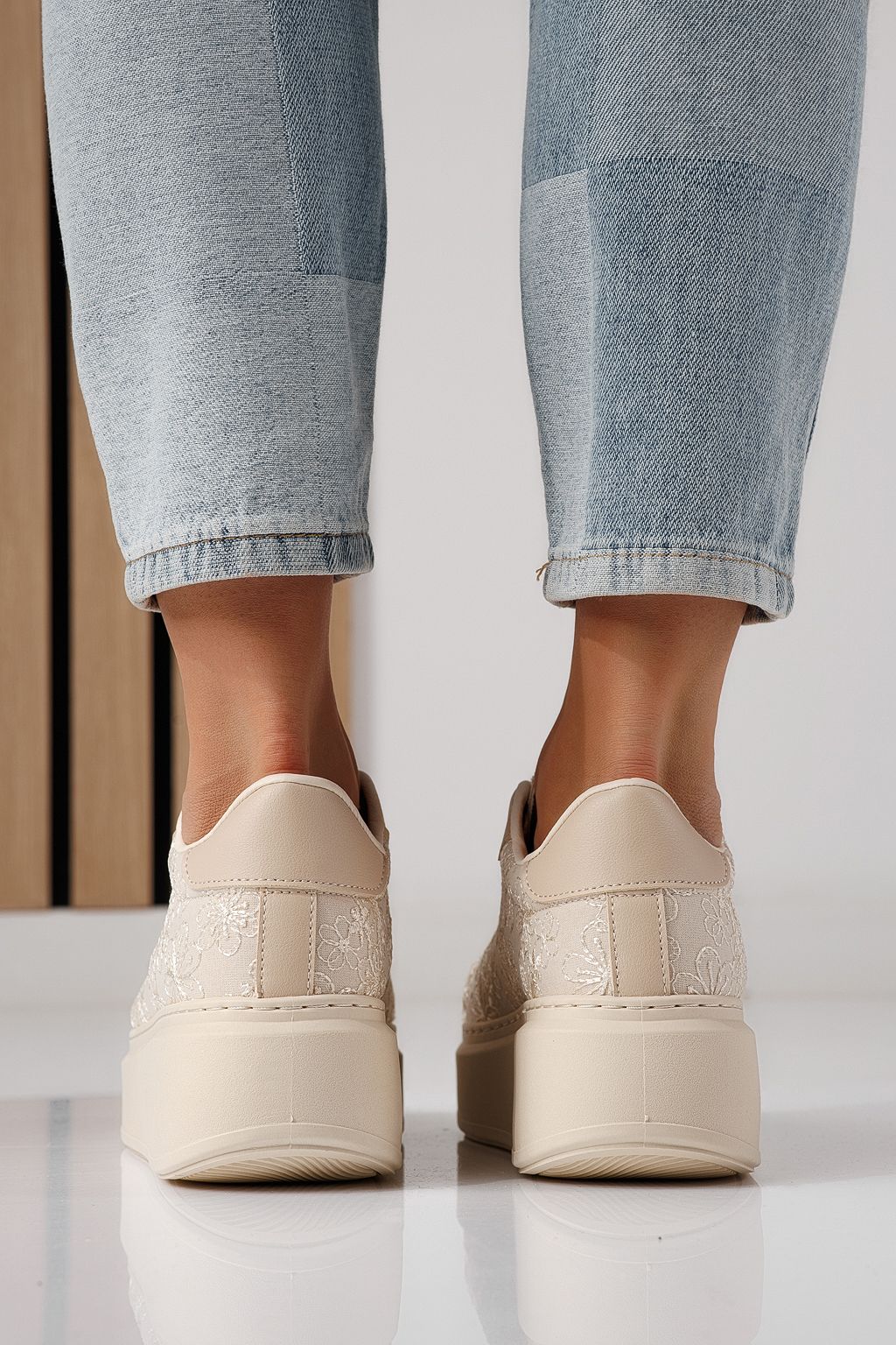 Adidasi dama bej din material textil Carla #24291