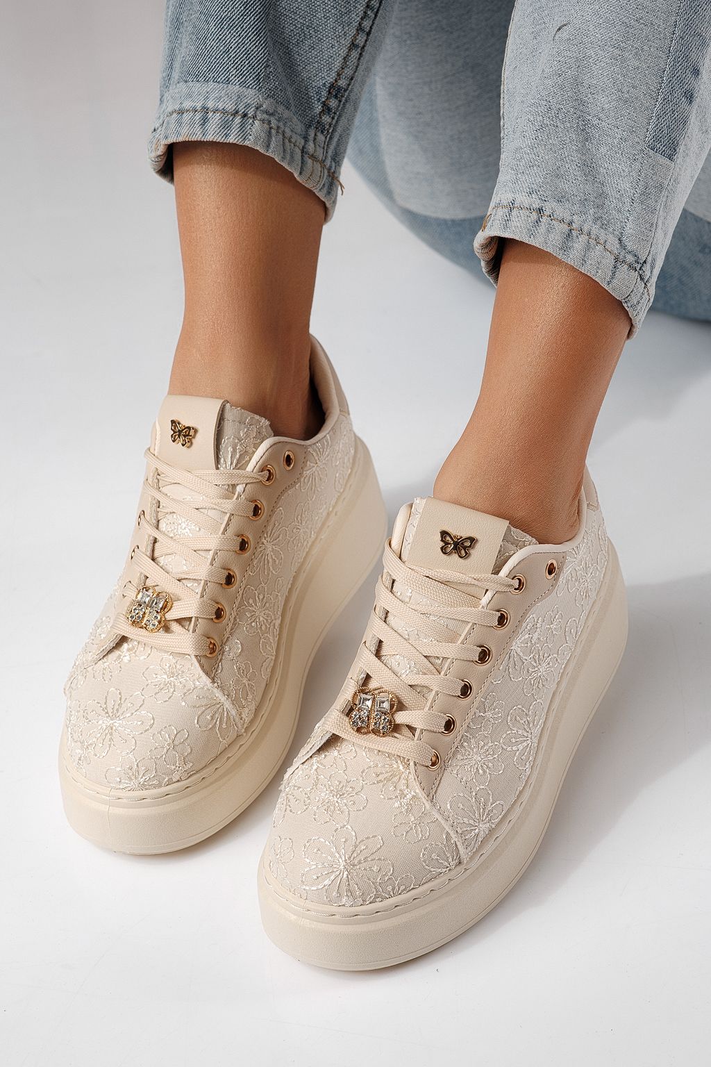 Adidasi dama bej din material textil Carla #24291