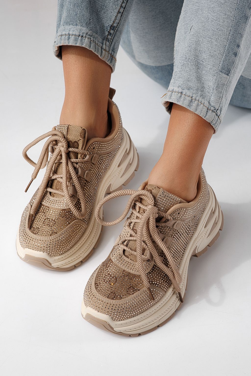 Adidasi dama khaki din material textil Eliza #24309