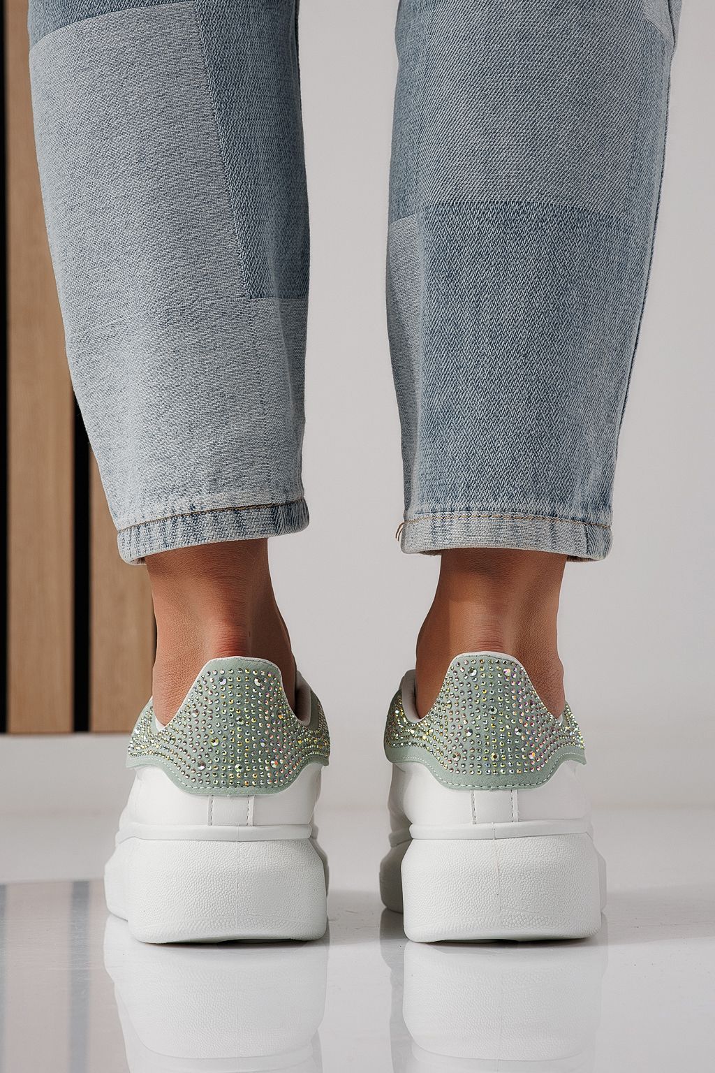 Adidasi dama albi din piele ecologica Raya #24233