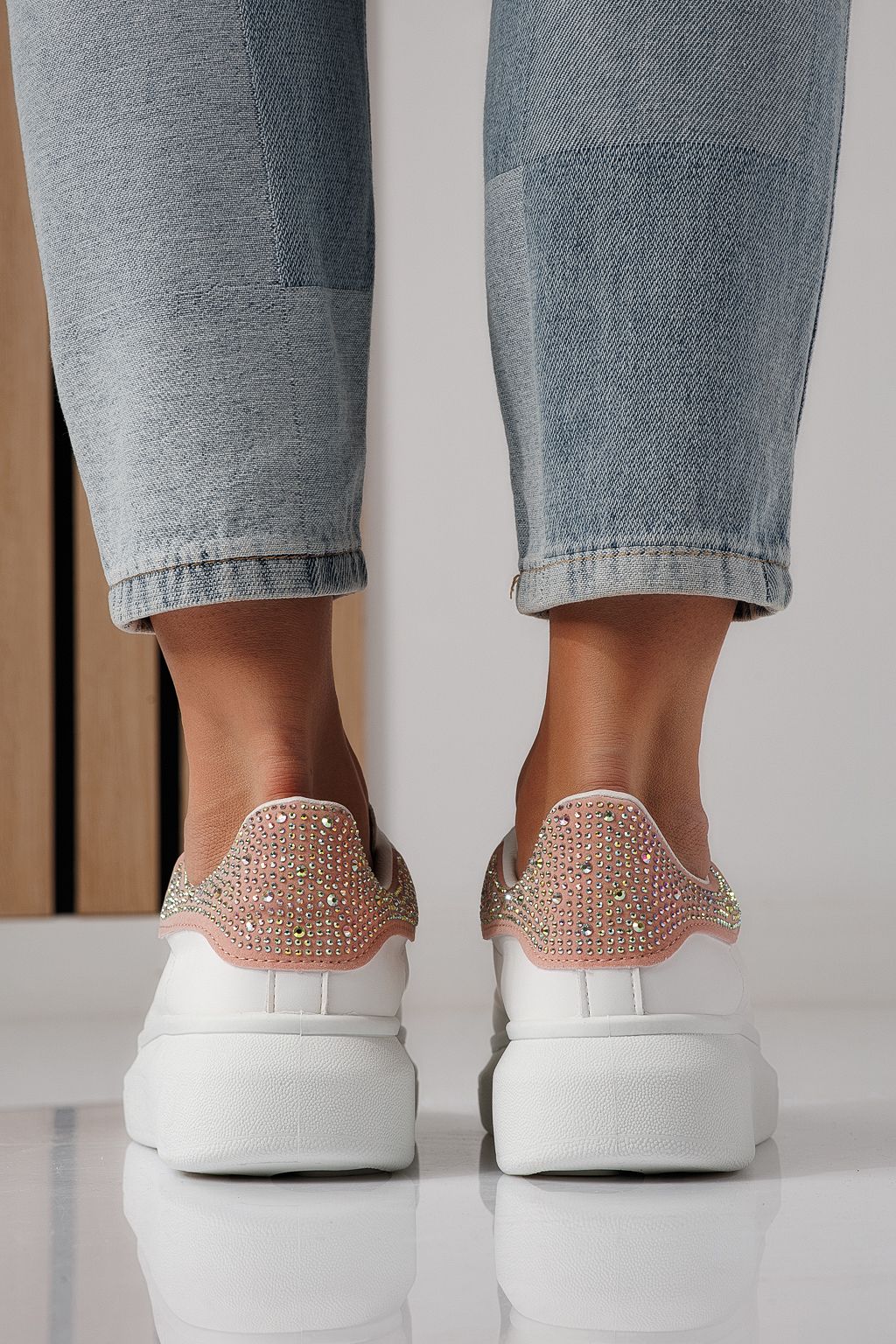 Adidasi dama albi din piele ecologica Raya #24237