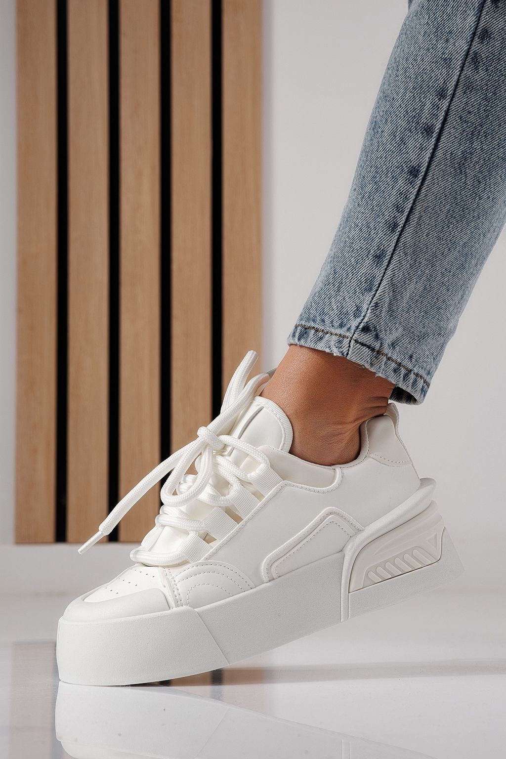 Adidasi dama albi din piele ecologica Corina #24292