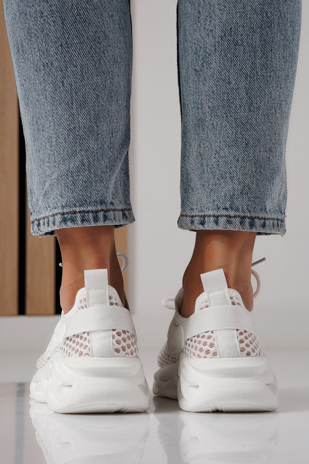 Adidasi dama albi din material textil Florentina #24313