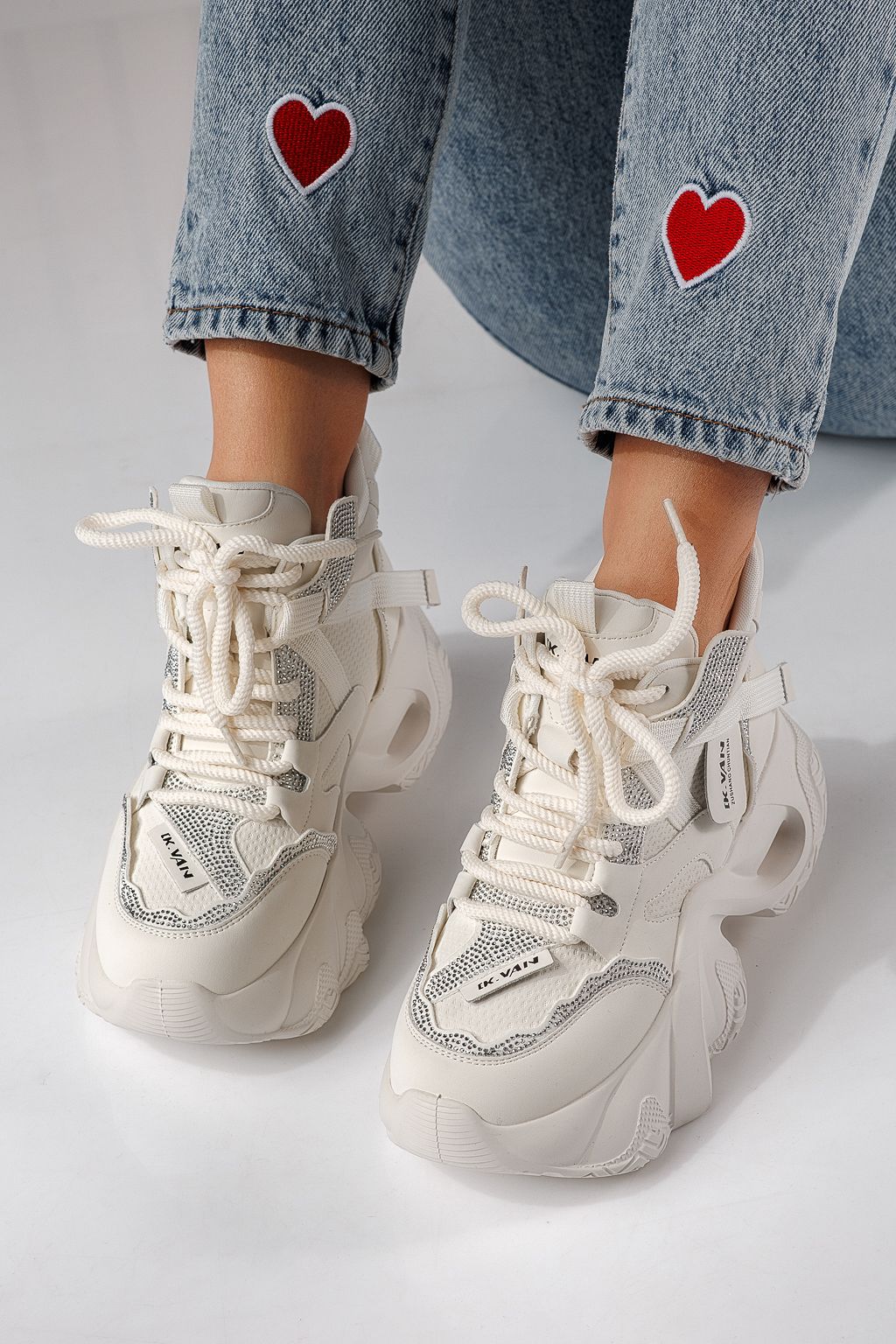 Adidasi dama albi din piele ecologica Alberta #24230