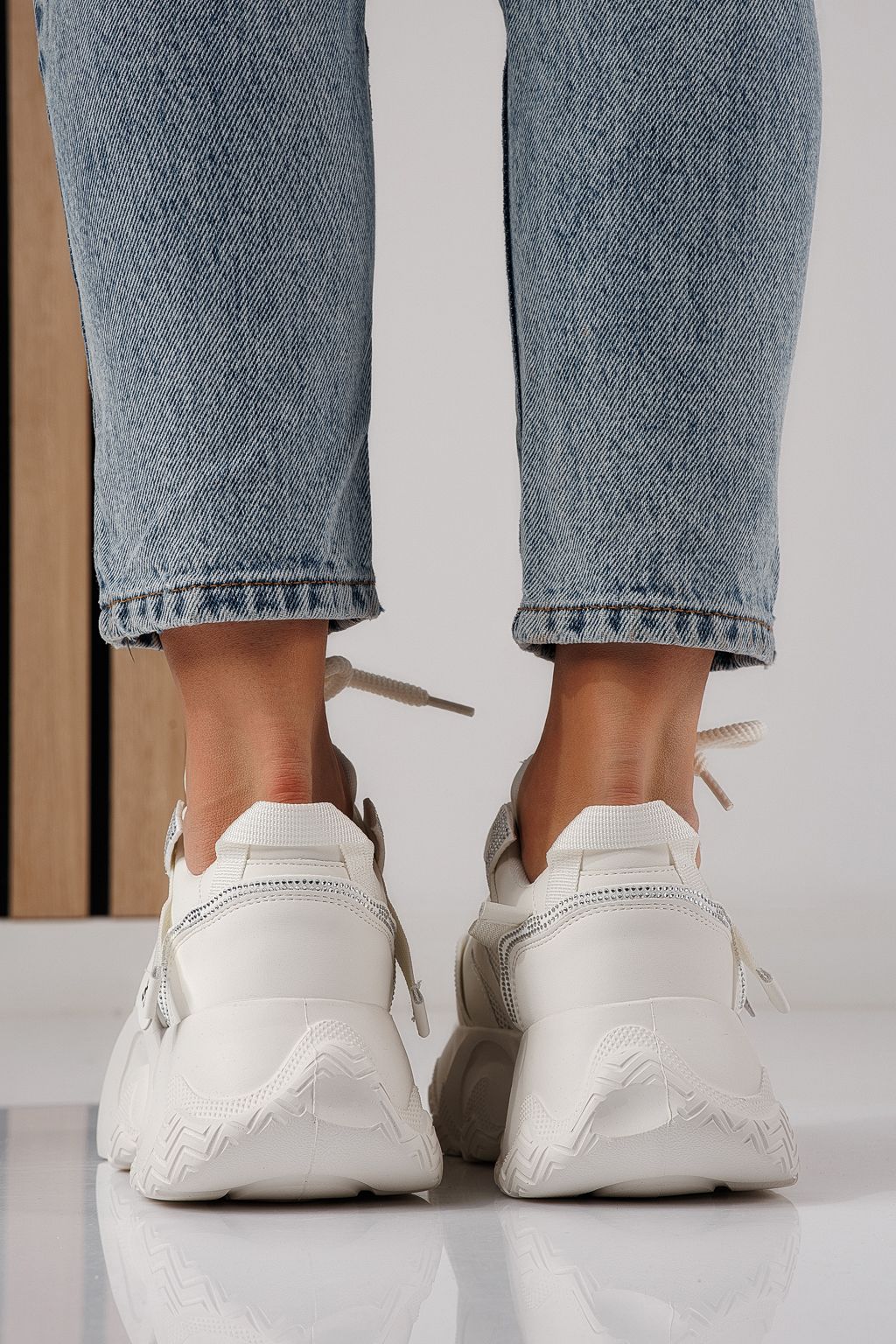 Adidasi dama albi din piele ecologica Zaira #24232