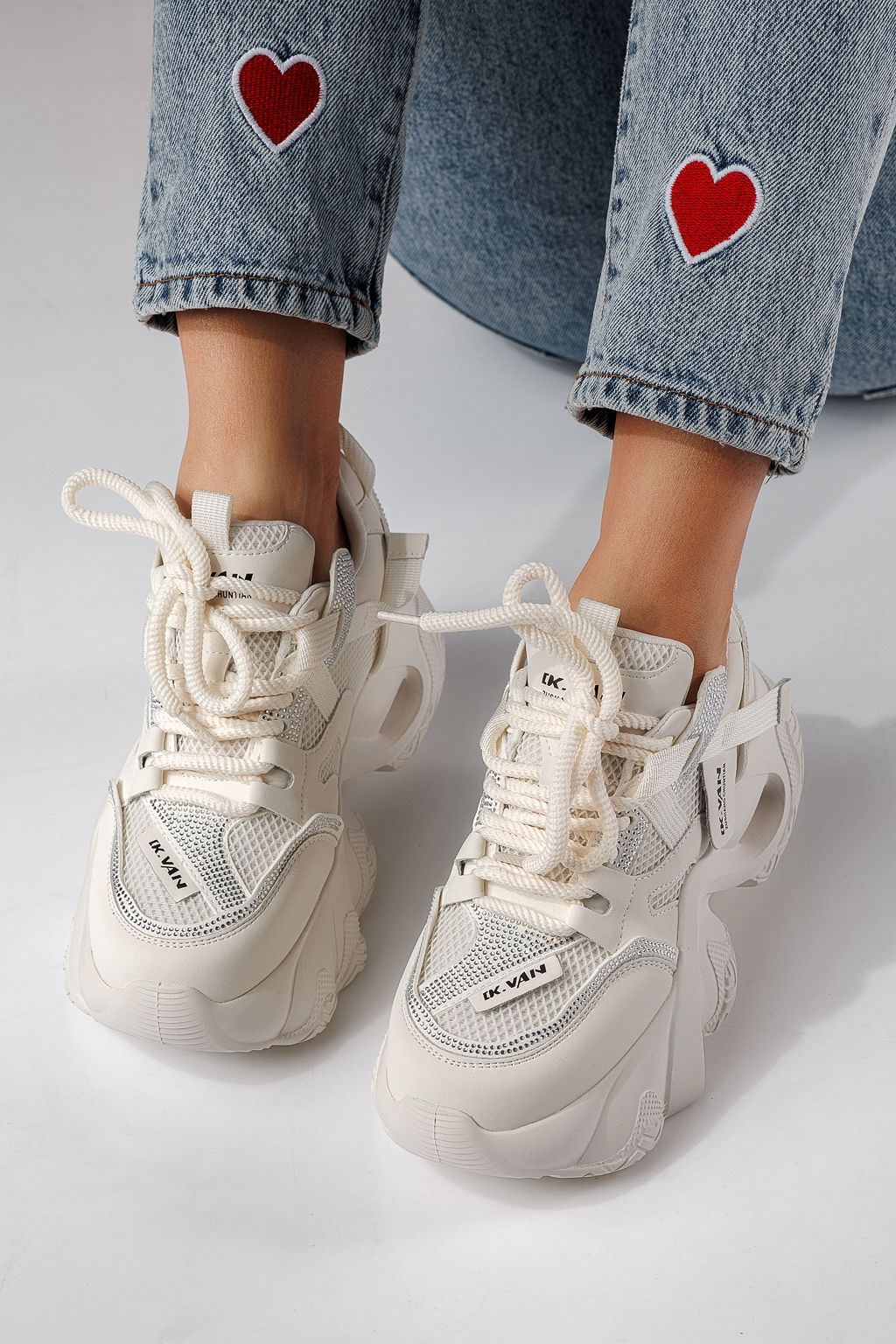 Adidasi dama albi din piele ecologica Zaira #24232