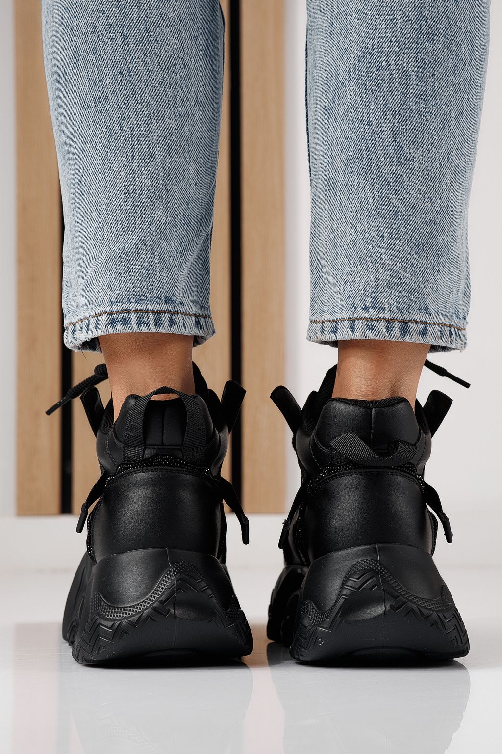 Adidasi dama negri din piele ecologica Alberta #24229